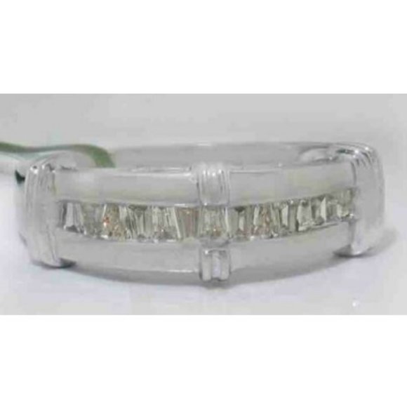 Three Bar-Set Baguette Diamonds Ring 14k White Gold